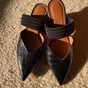 Maisie Point-toe Crocodile Effect Leather Mules